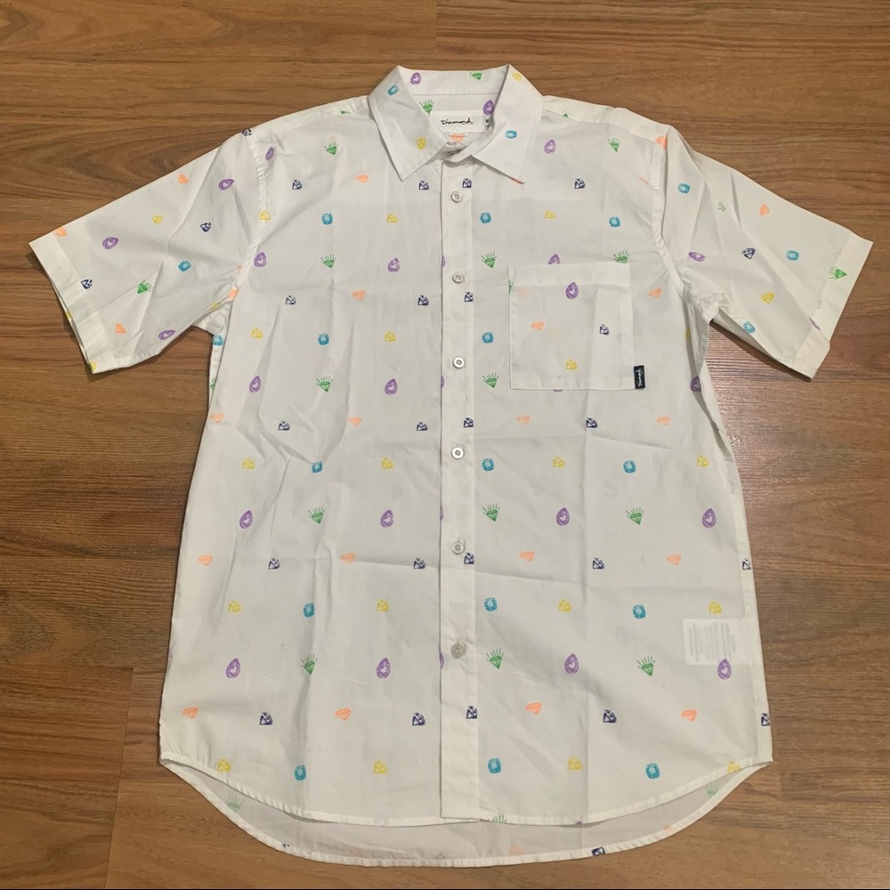 Diamond Supply Co Diamond AOP All Over Print Button Up Shirt Men’s Medium